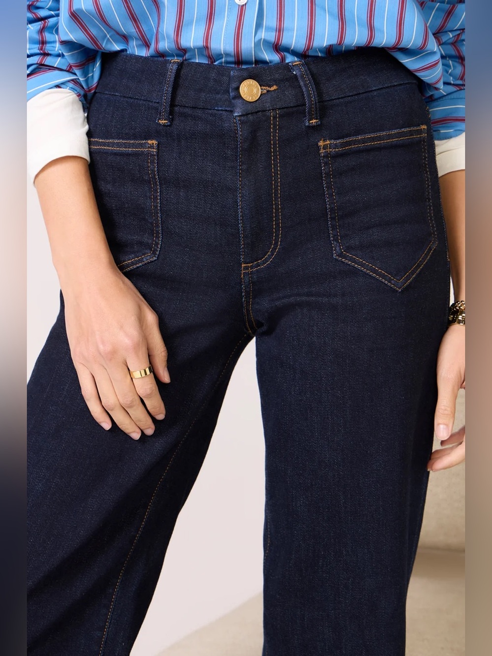 Kut Charlotte Wide Leg Front Patch Pockets Raw Hem Dark Wash Size 00